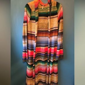 Free People Long Cardigan Sweater with Hood